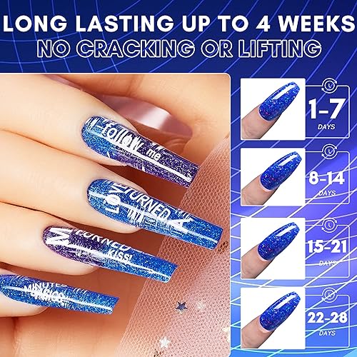 Miniatura 3 de Makartt Kit de gel de uñas de poli de colores galaxia, 0.5 onzas líquidas, gel para extensión de uñas, 6 colores brillantes de cielo nocturno, gel