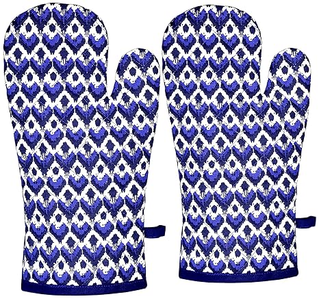 Raksha - 100% Cotton Oven Gloves-Pack of 2-(Blue)