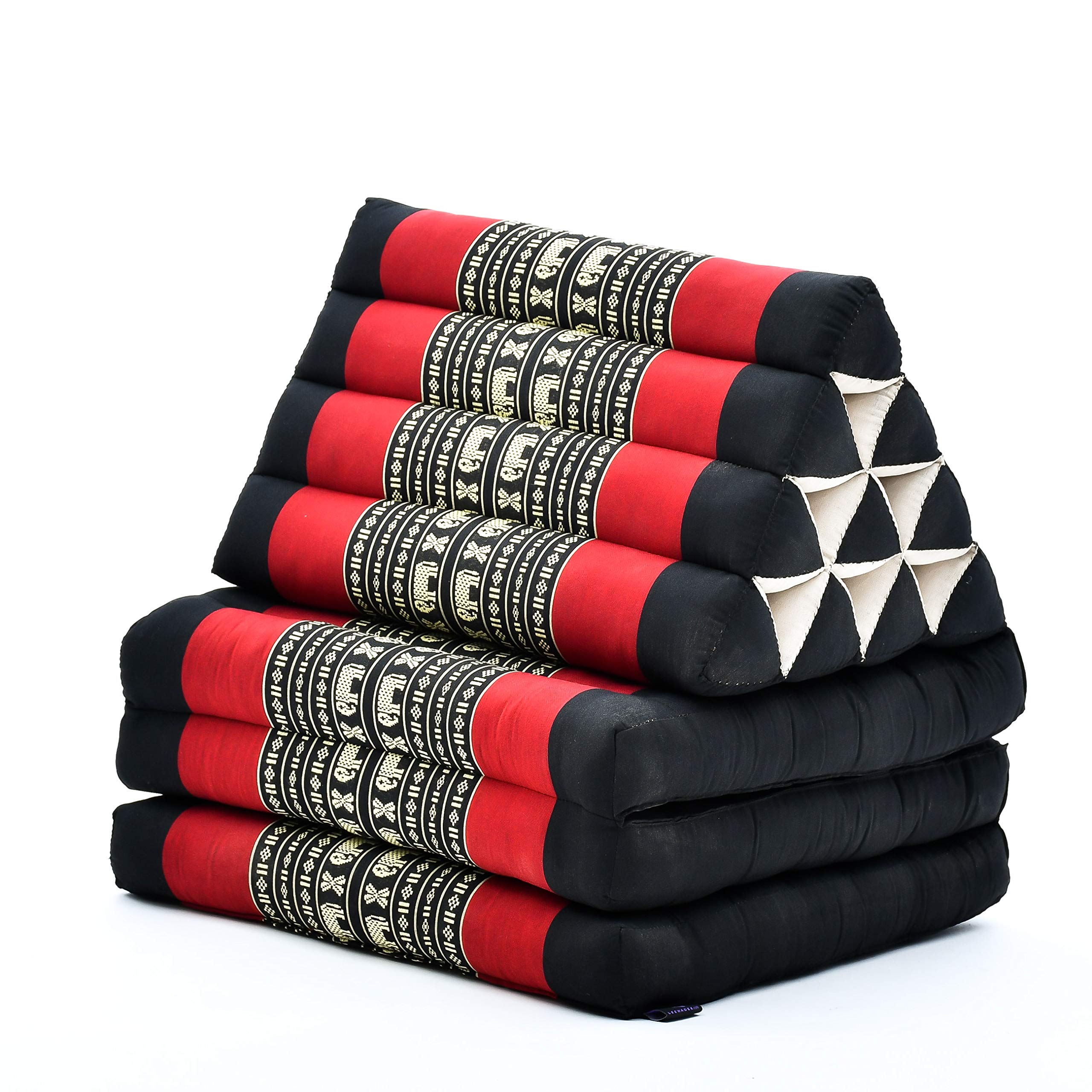 Leewadee Thai Faltmatte 170 x 53 cm - Kapok Bodenkissen Dreieckslehne zum Loungen & Entspannen