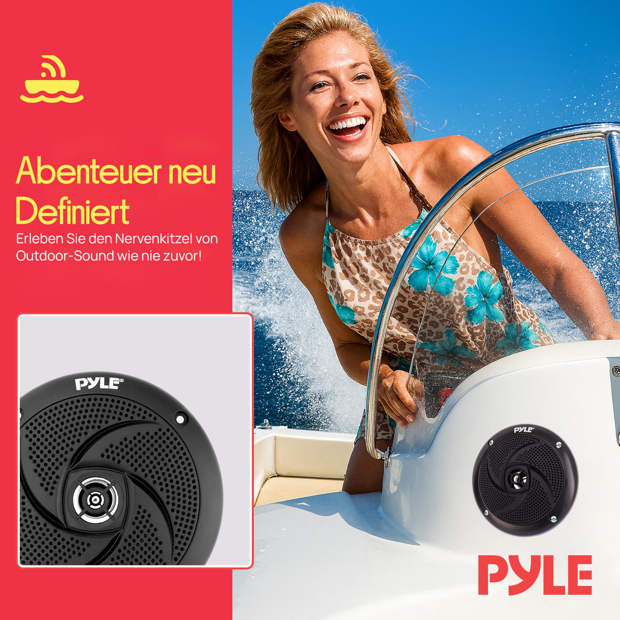 Pyle Outdoor Lautsprecher Box – wasserdichte 2-Wege Lautsprecher Passiv für Boot, Auto, Pool & Terrasse, Aufbaulautsprecher – 13,2cm Schwarz