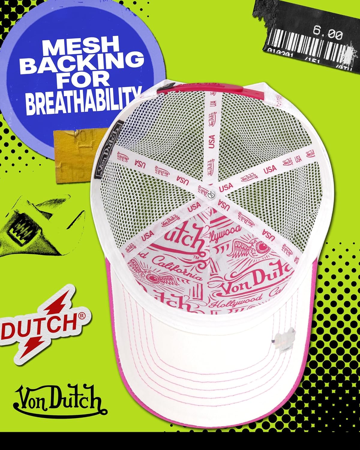 Von Dutch Unisex Trucker Hat, Colorblock, Curved Bill, Snapback image 4