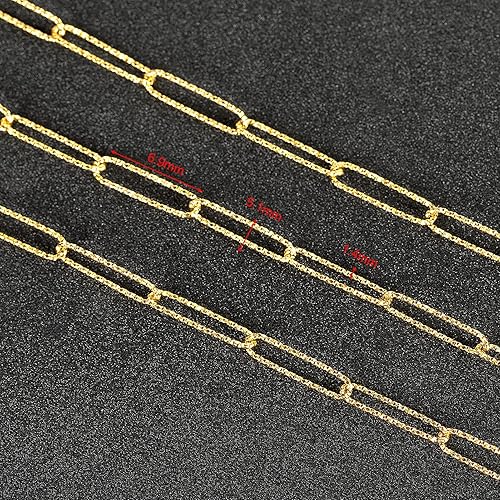 Miniatura 3 de YOUBEIYEE Cadena de acero inoxidable de 16.4 pies para hacer joyas, cadenas chapadas en oro con clip en relieve, a granel con anillos de salto y