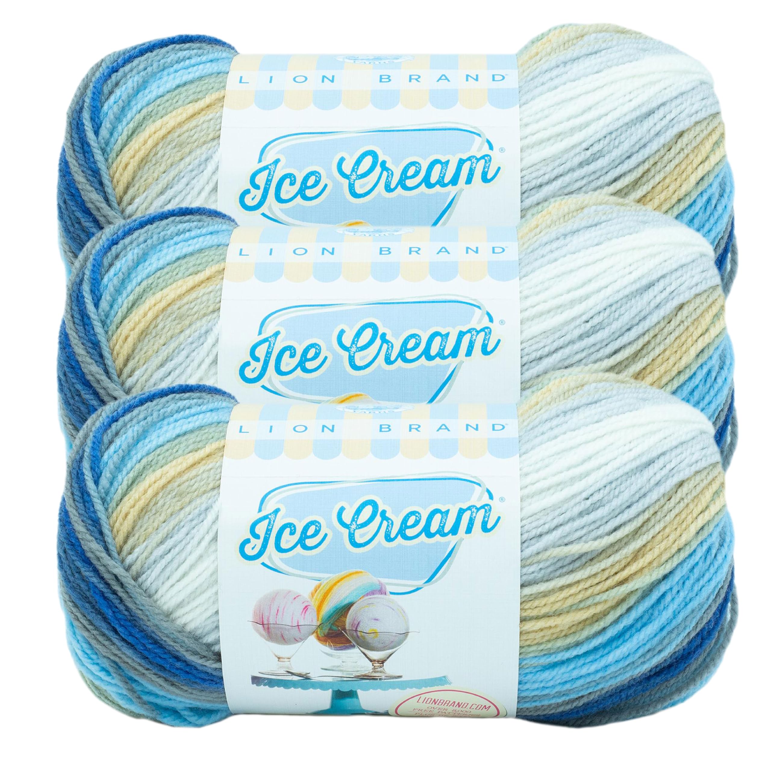 (3 Pack) Lion Brand Yarn Ice Cream Baby Yarn, Butter Pecan