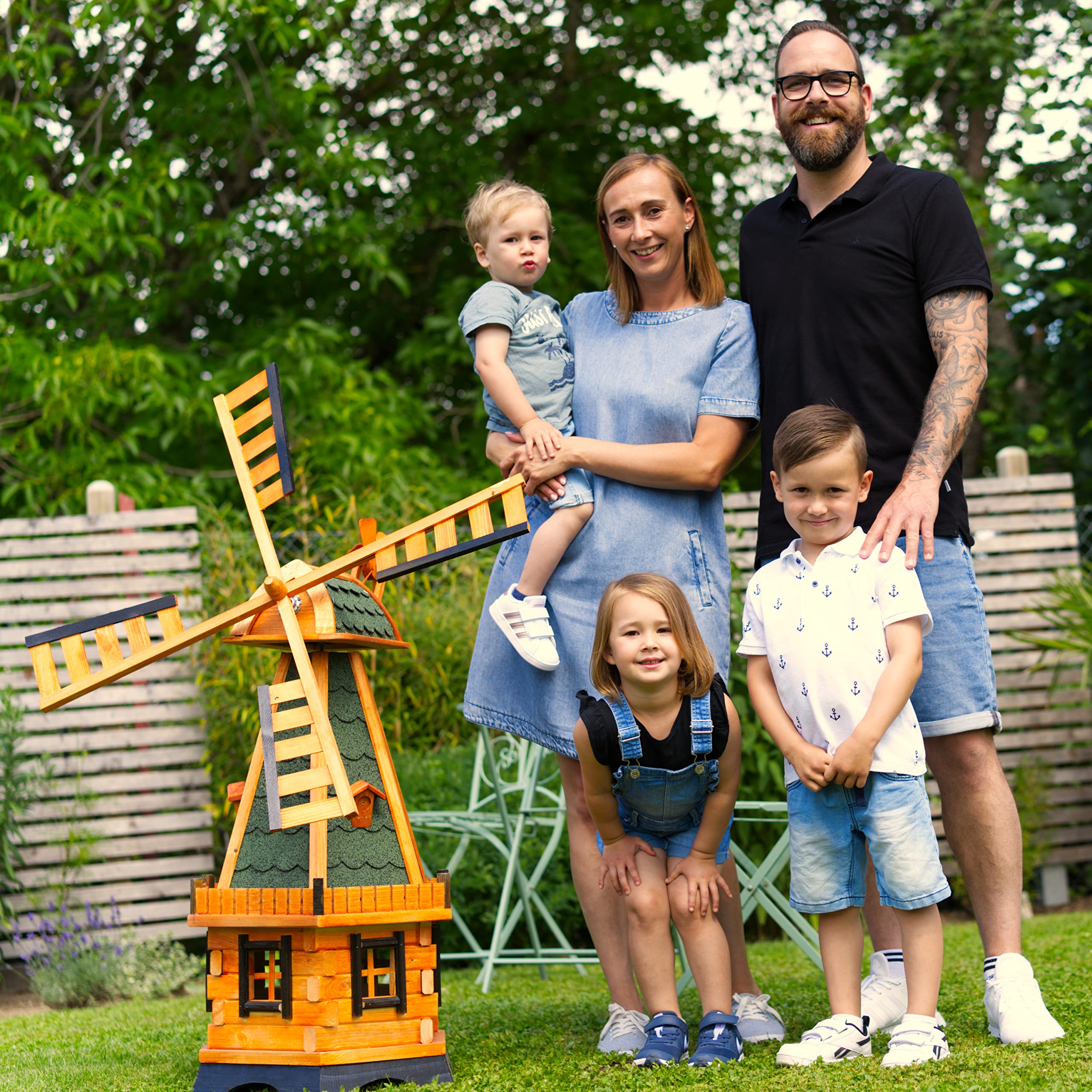Große Windmühlen mit Solarbeleuchtung - Höhe 1,30 oder 1,45 Meter, Farbe|Größe:1.28m grün