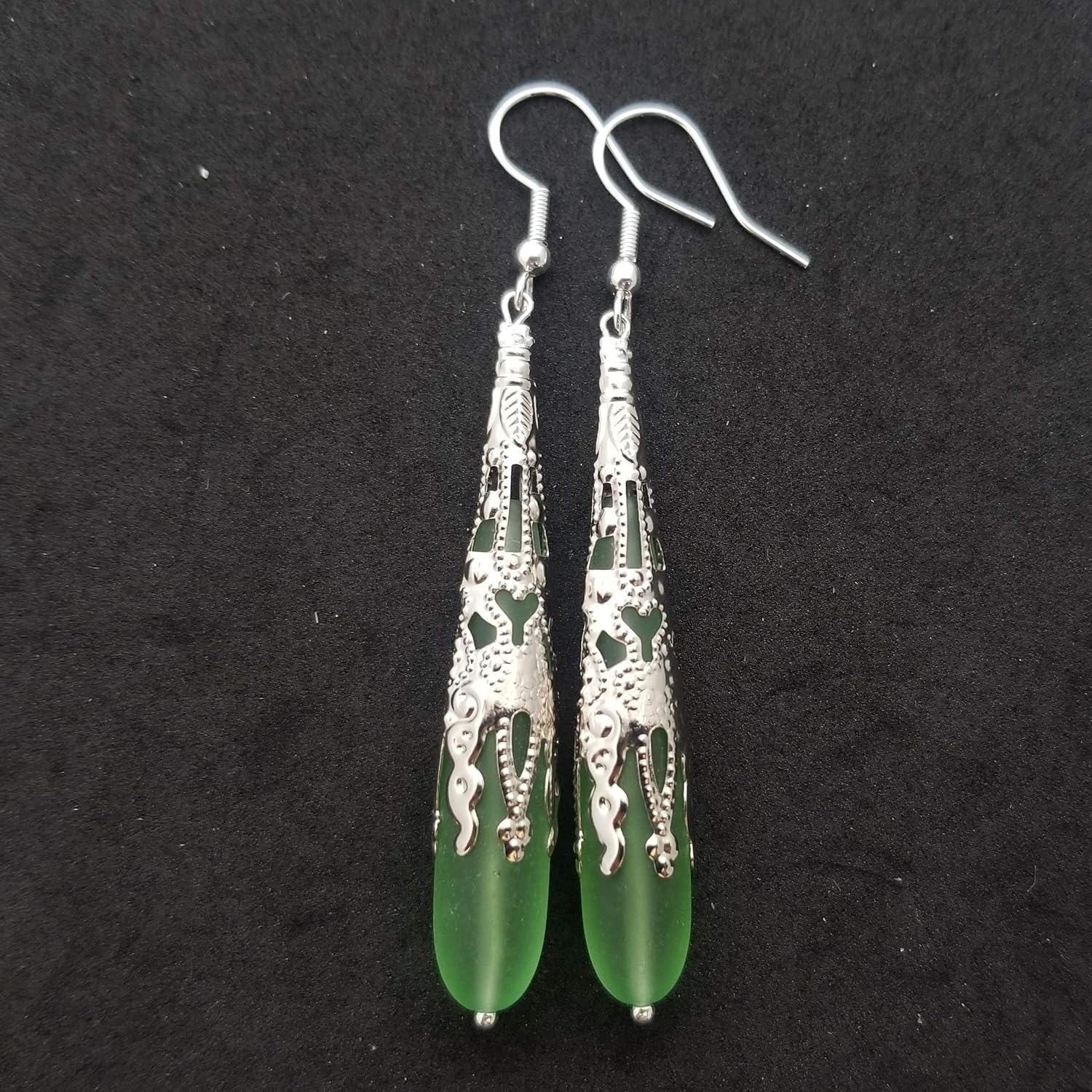 Handmade Sea Glass Earrings, Hawaiian Jewelry for Women, Long Teardrop Earrings Beach Jewelry, Sea Glass Jewelry For Women Birthday Gift For Her