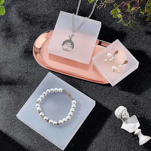 Miniatura 5 de FINGERINSPIRE Base cuadrada de acrílico esmerilado sólido de 3 x 3 x 0.9 pulgadas, bloque de exhibición pulido, corte láser, soporte elevador de