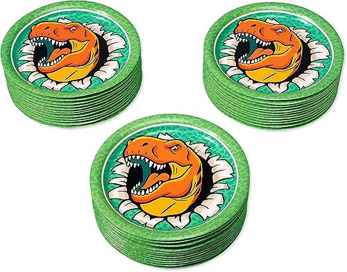Miniatura 2 de American Greetings Suministros de fiesta de cumpleaños de dinosaurios, platos llanos (36 unidades)