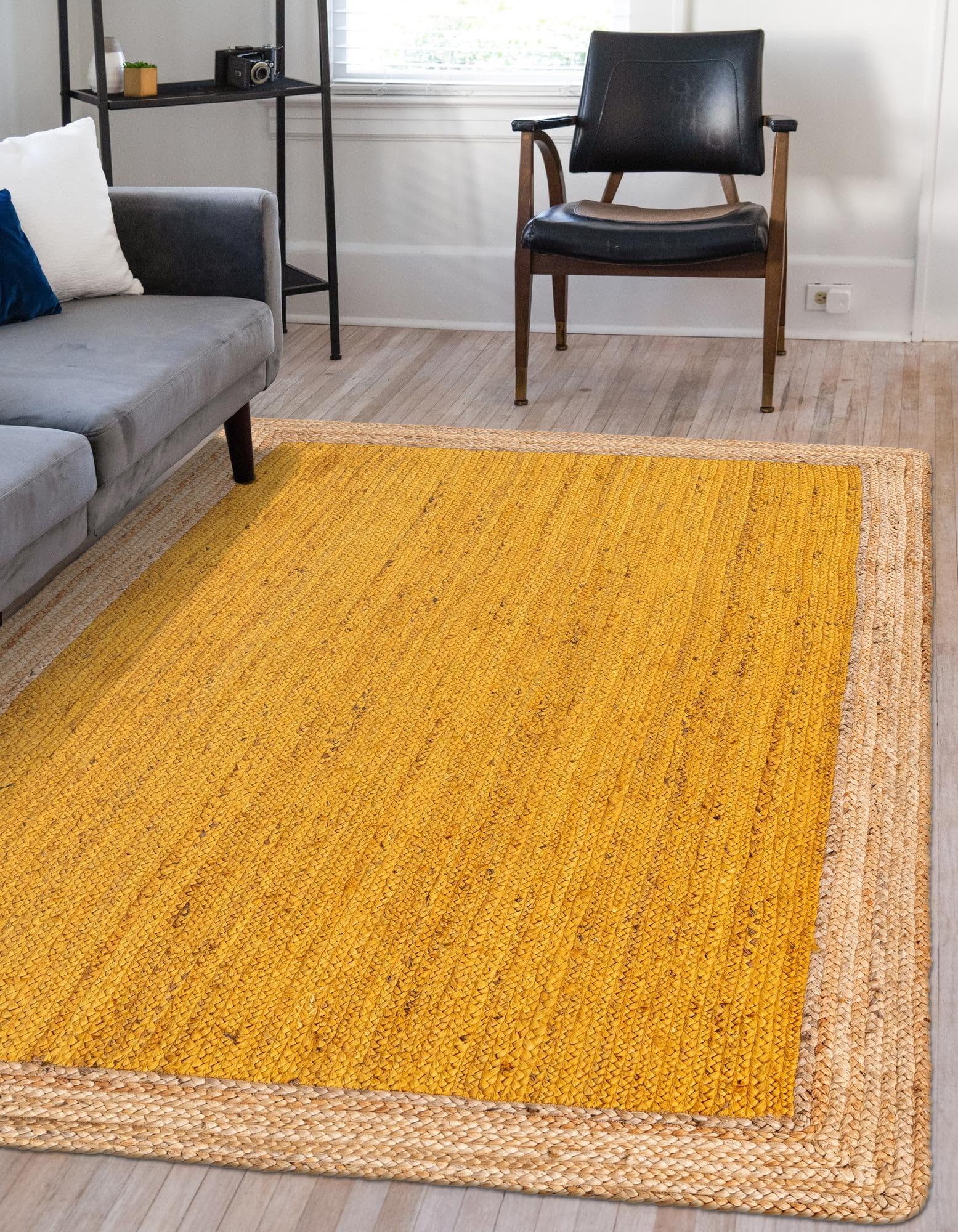 Trademoon Indian Handmade Braided Inner Yellow Natural Jute Area Rug, Jute Rug, Living Room, Bedroom, Doormat Rug Size - 2 x 3 Feet (60 cm x 90 cm)