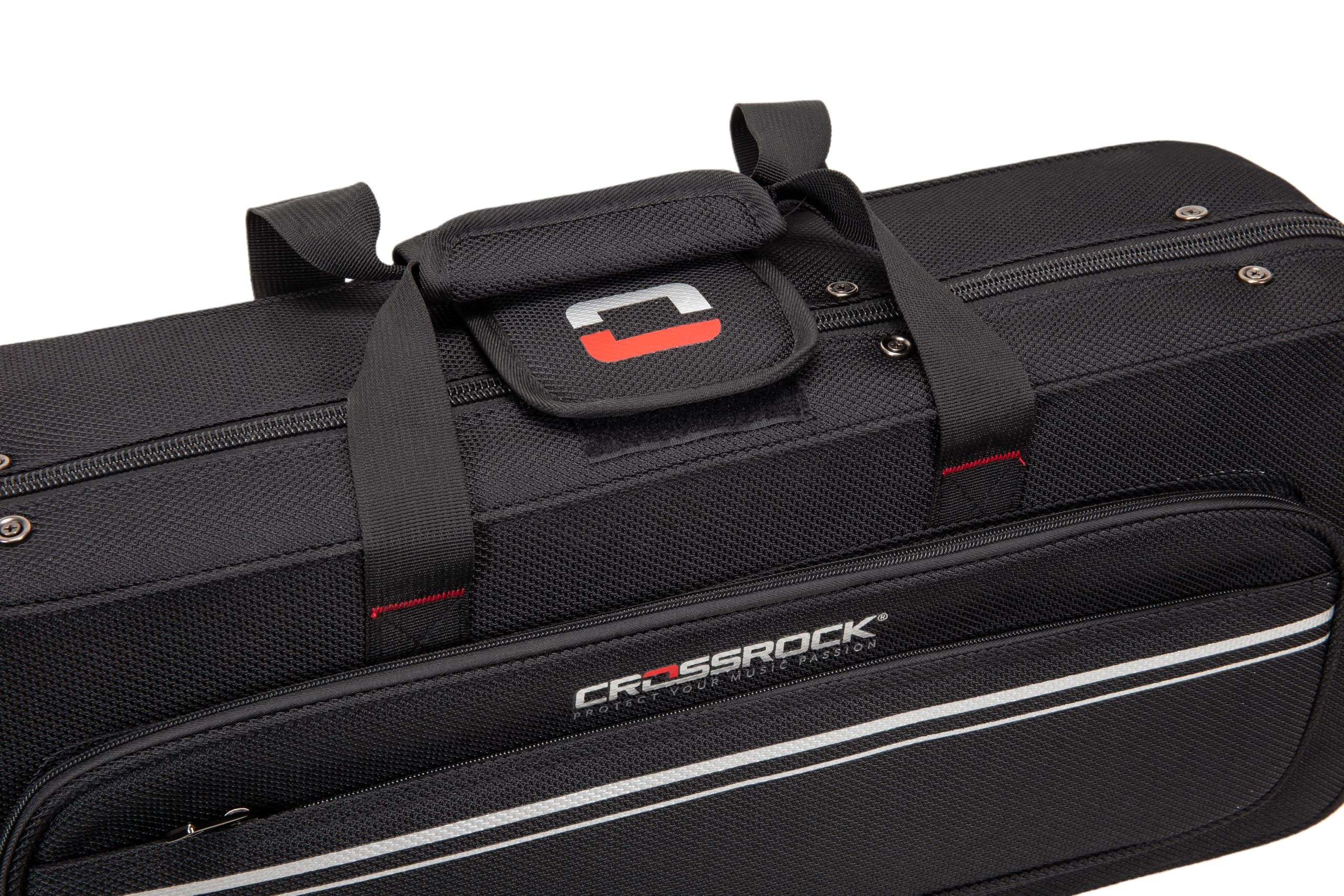 Crossrock Funda de espuma para saxofón alto | Bolsa ligera negra con tela moderna, interior de felpa y compartimentos de almacenamiento (CRP300ASBK-R)