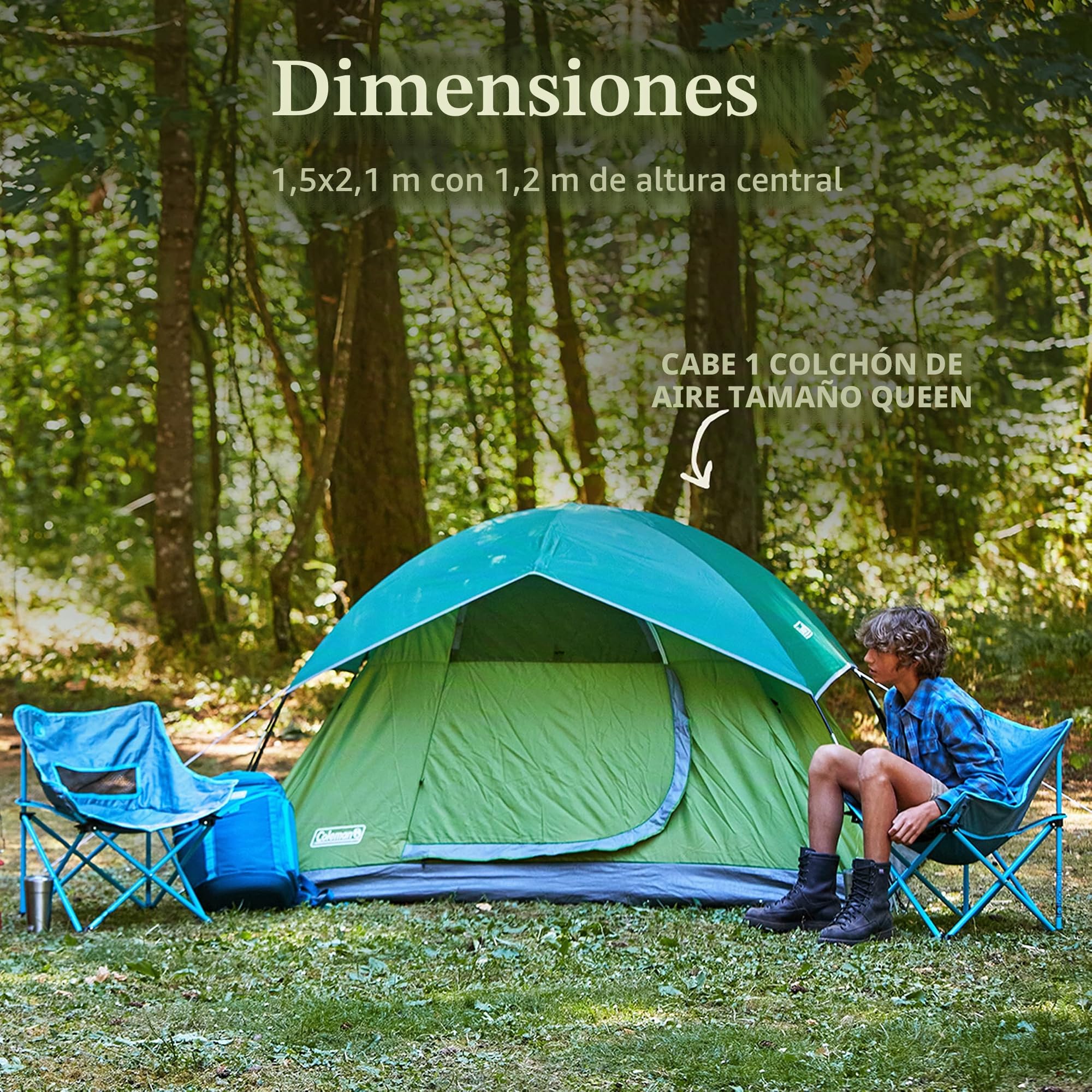 Coleman Sundome Tienda de campaña para 2/3/4/6 Personas, se Monta en 10 Minutos, Resistente a la Intemperie, para Camping, Festivales, jardín, Fiestas de Pijamas y Mucho más