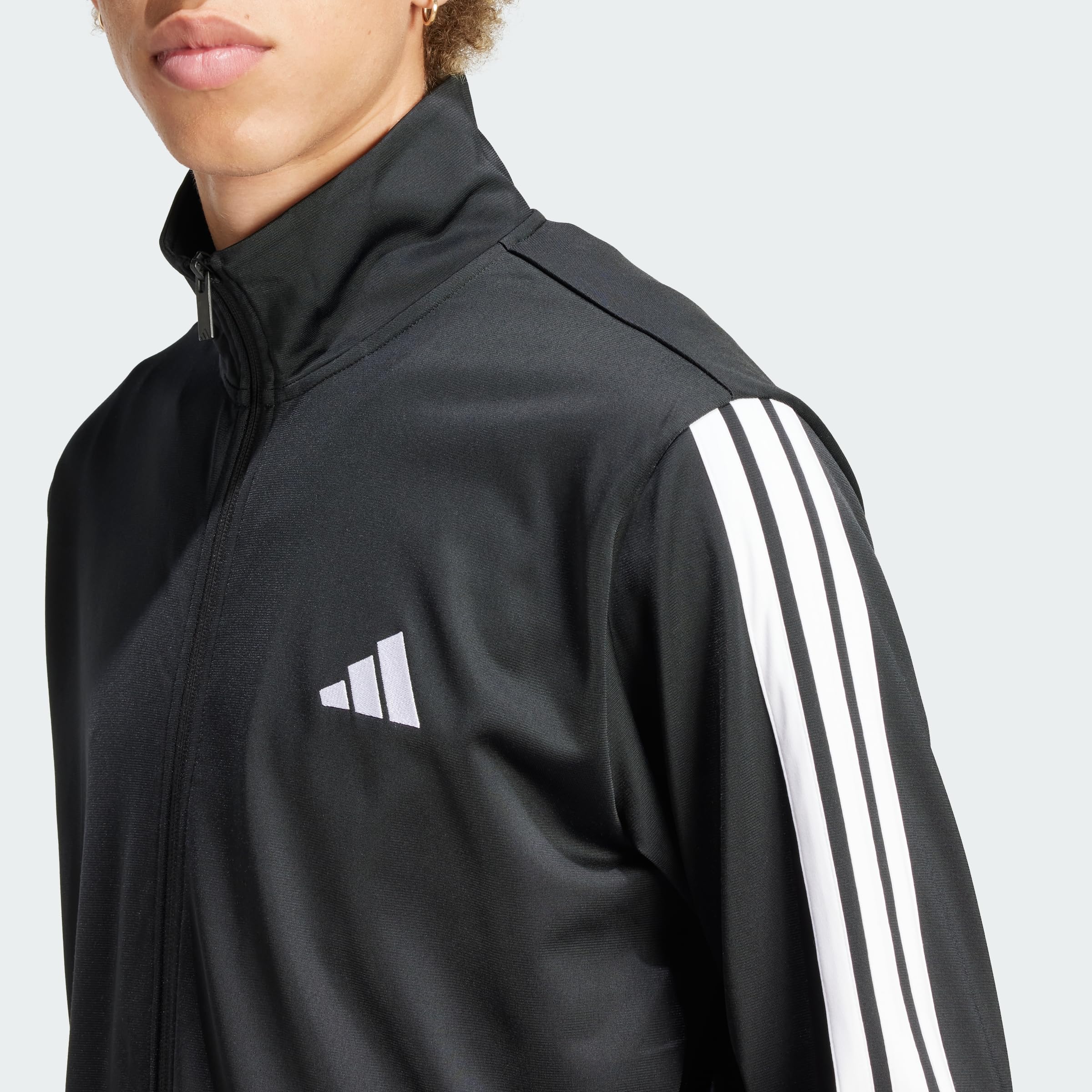 adidas Mężczyźni SPORTSWEAR BASIC 3 STRIPES TRICOT TRACKSUIT, Black, XL Short