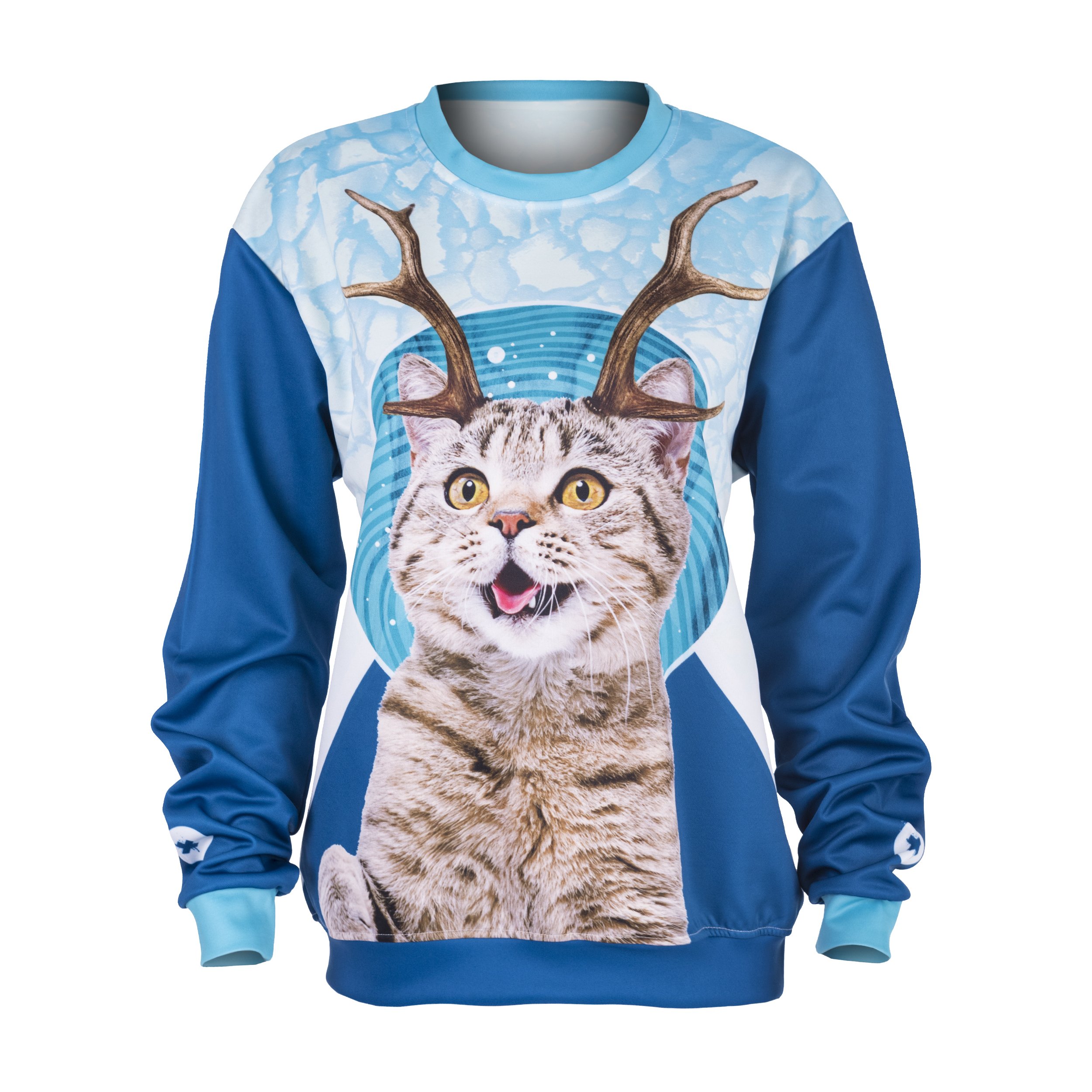 Fringoo Men's Reindeer Cat - Ugly Christmas Party Jumper - Funny Sweatshirts - Christmas Jumper Wo - Xmas Gifts - One Size
