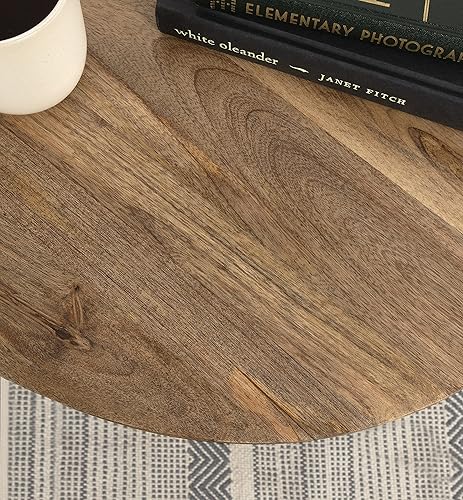 Miniatura 12 de Kate and Laurel Soleyn Mid-Century - Mesa auxiliar de madera y mármol auténtico, 20 x 20 x 24 pulgadas, mármol blanco y madera natural, mesa redonda