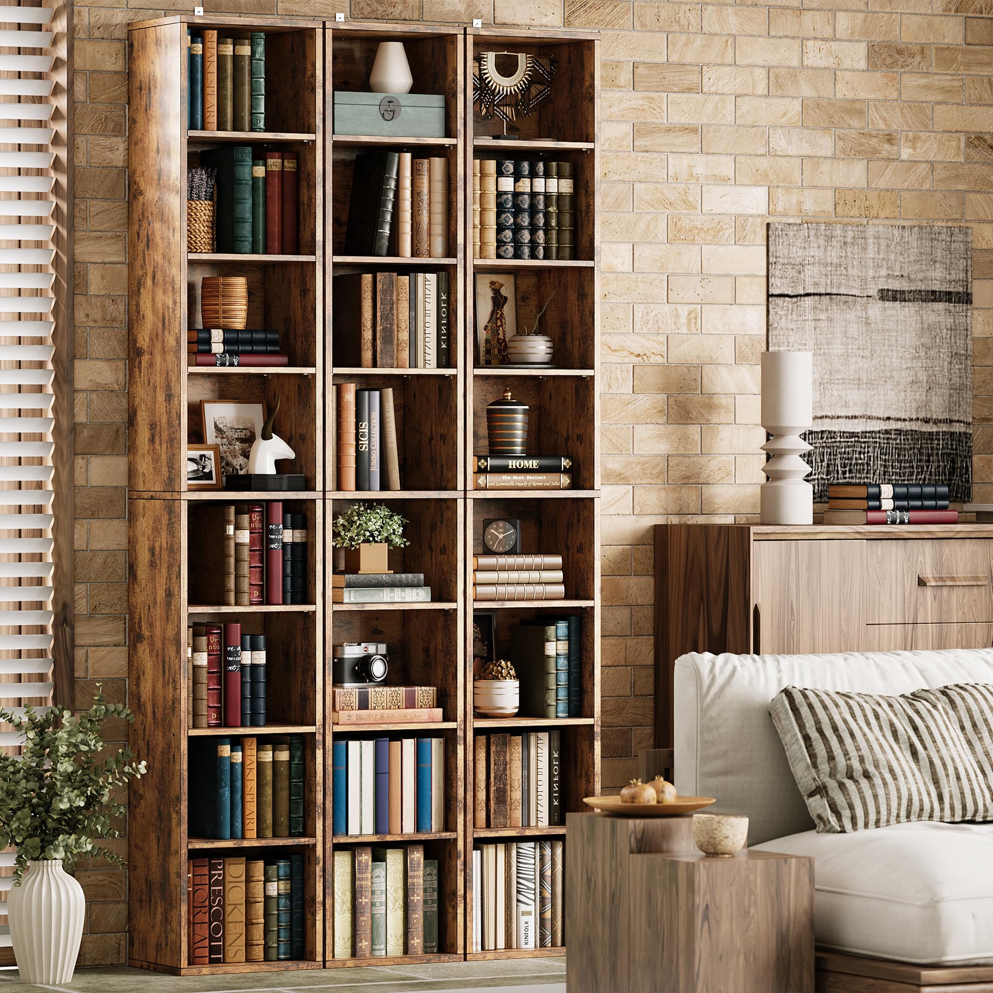 HUSHEDIFY Bibliothèque arquée avec portes, bibliothèque ouverte à 5 niveaux avec rangement HUSHEDIFY Bibliothèque arquée avec portes, bibliothèque ouverte à 5 niveaux avec rangement