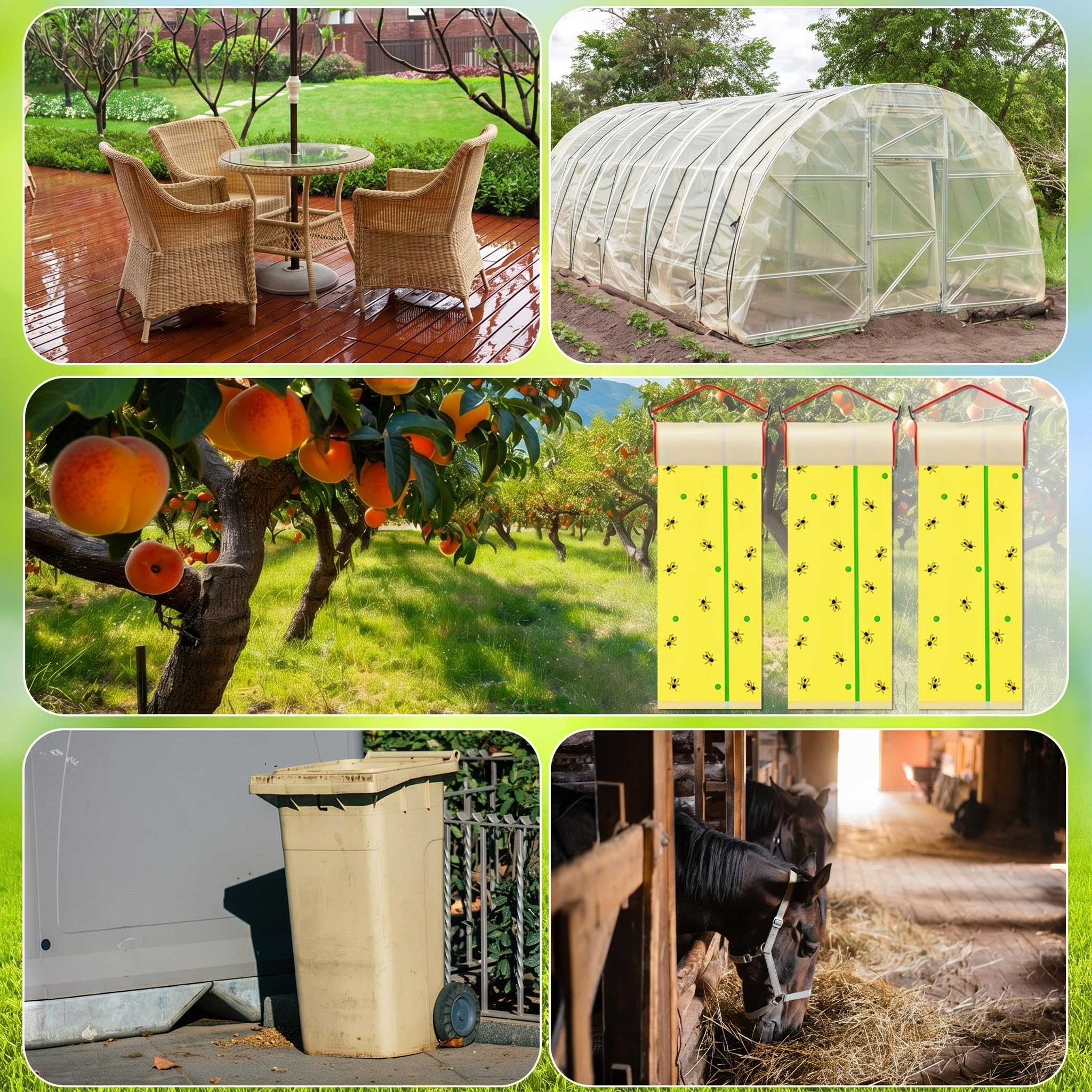 15 rotoli di nastro adesivo per mosche da 9,1 m ciascuno, trappole di carta mosche per interni ed esterni, adesivo da appendere a pois, per moscerini della frutta, piante, fienili, stalla