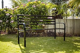 OUTLIVING Metal 3 Seater Garden Bench for Indoor & Outdoor Park | Patio | Living Room | Terrace | Balcony - Black