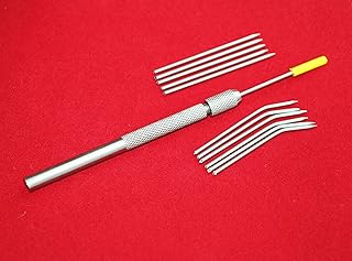 New Dissecting Dissection Teasing Needle Metal Chuck Handle with 6 Straight Needles + 6 Curved Needle