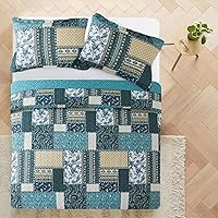 Vista 25 de VAPUTAR Juego de ropa de cama tamaño Queen – 3 piezas, edredón bohemio, colcha reversible ligera para dormitorio de granja (floral)
