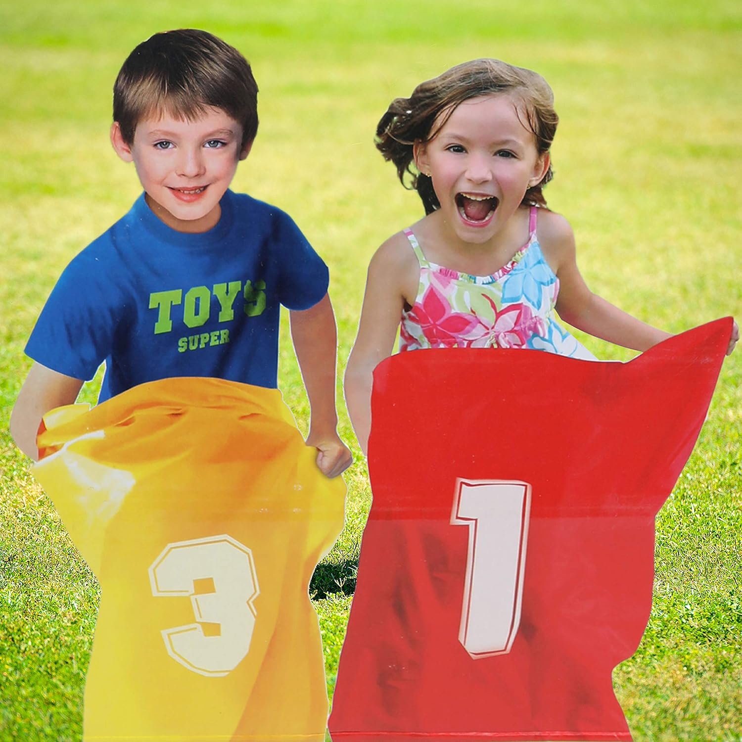 High Bounce 18 Piece Party Racing Activity Fun Set for Kids with Egg Race, Three Legged Race, Potato Sack Race and Bean Bag Toss Game for Indoor and Outdoor Use