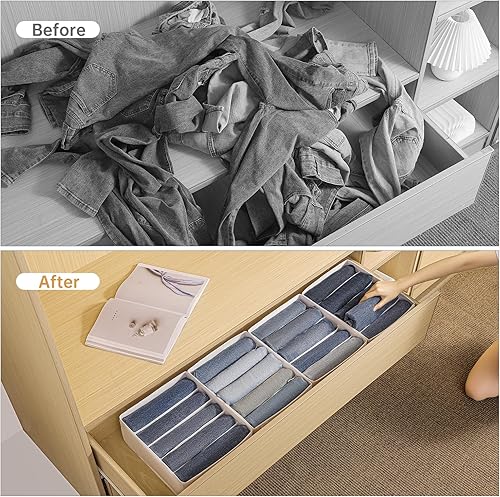 Miniatura 2 de Coorganisers Paquete de 4 organizadores de cajones de jeans para ropa, organizador de ropa de armario de 5 rejillas, organizadores de armario de