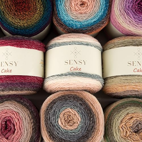 Miniatura 8 de Sensy Cake - Hilo multicolor para manualidades, 5.3 onzas, 525 yardas, para ganchillo y tejido, calibre 3 luz (564)