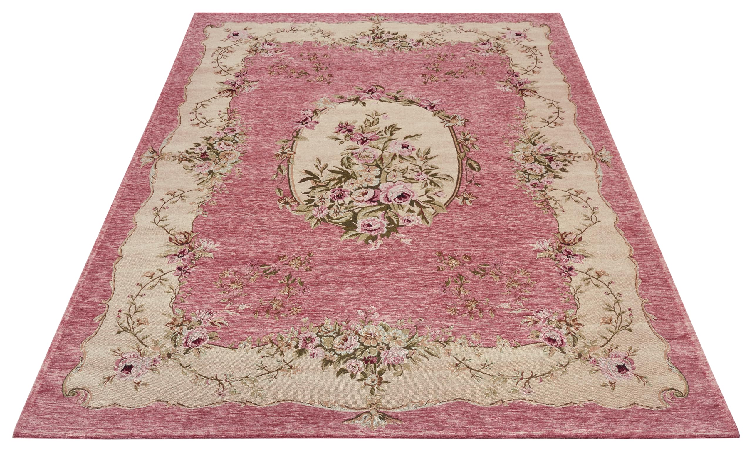 Hanse Home Asmaa Design - Tapis Oriental - Tissé à Plat - Motif Floral Vintage - Dessous antidérapant - Tissé de qualité supérieure - pour Salon, Chambre à Coucher, Salle à Manger, Couloir - Rose