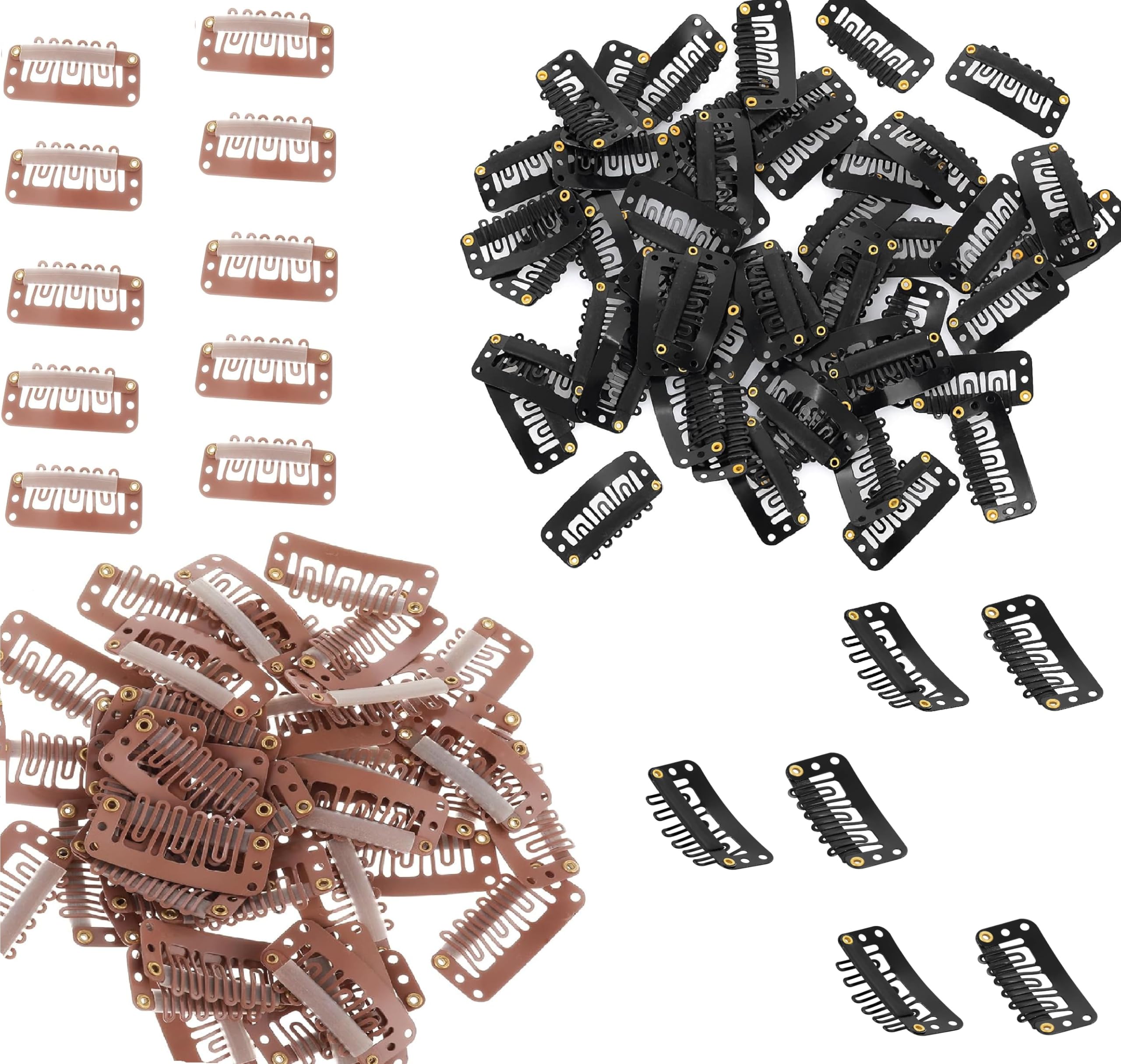 100pcs Clips Cheveux Extension Cheveux Clip en Métal Forme U Pince Extension Cheveux pour Extensions Cheveux Naturels à Clips et Perruques Accessoires, 50 Brun et 50 Noir Extension a Clip