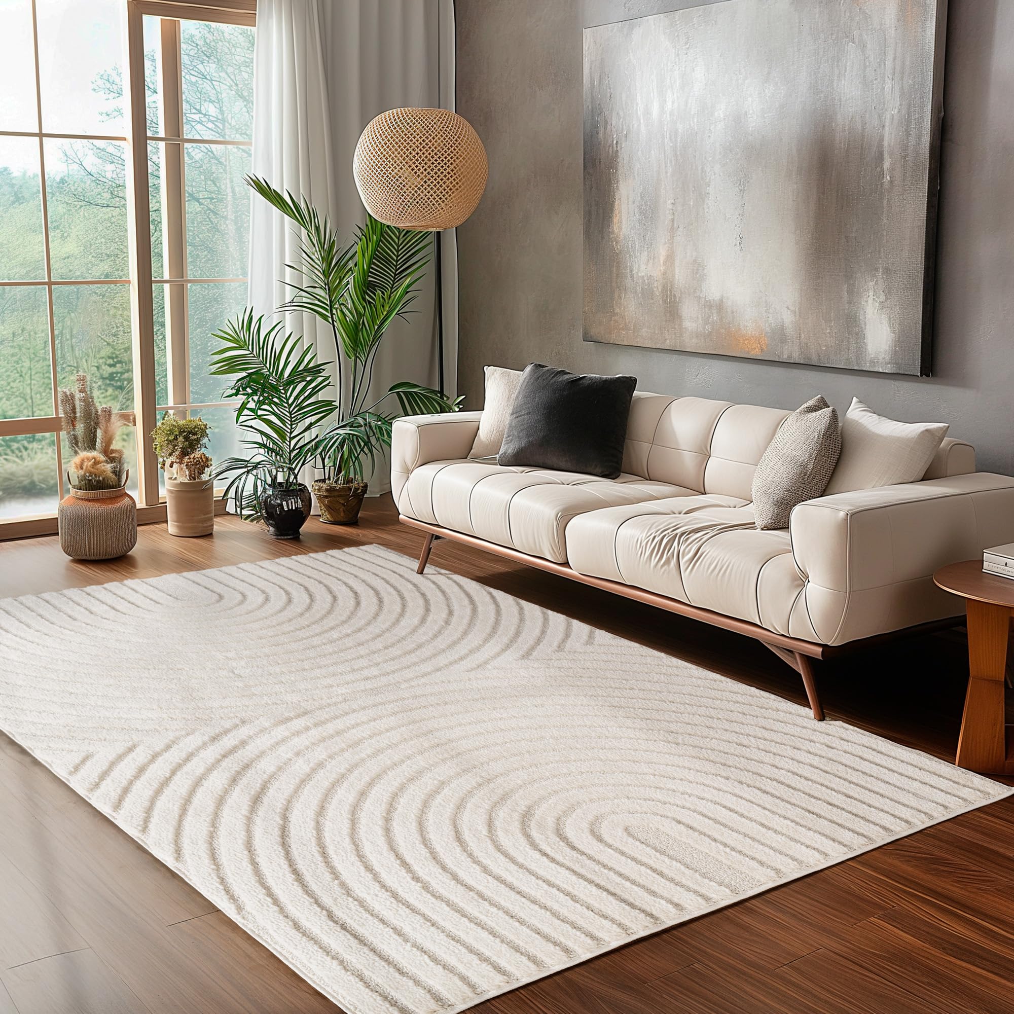 Carpettex Wohnzimmer Teppich Hochflor Skandi Boho Design Hoch-Tief Effekt Weicher Shaggy Langflor Flauschig