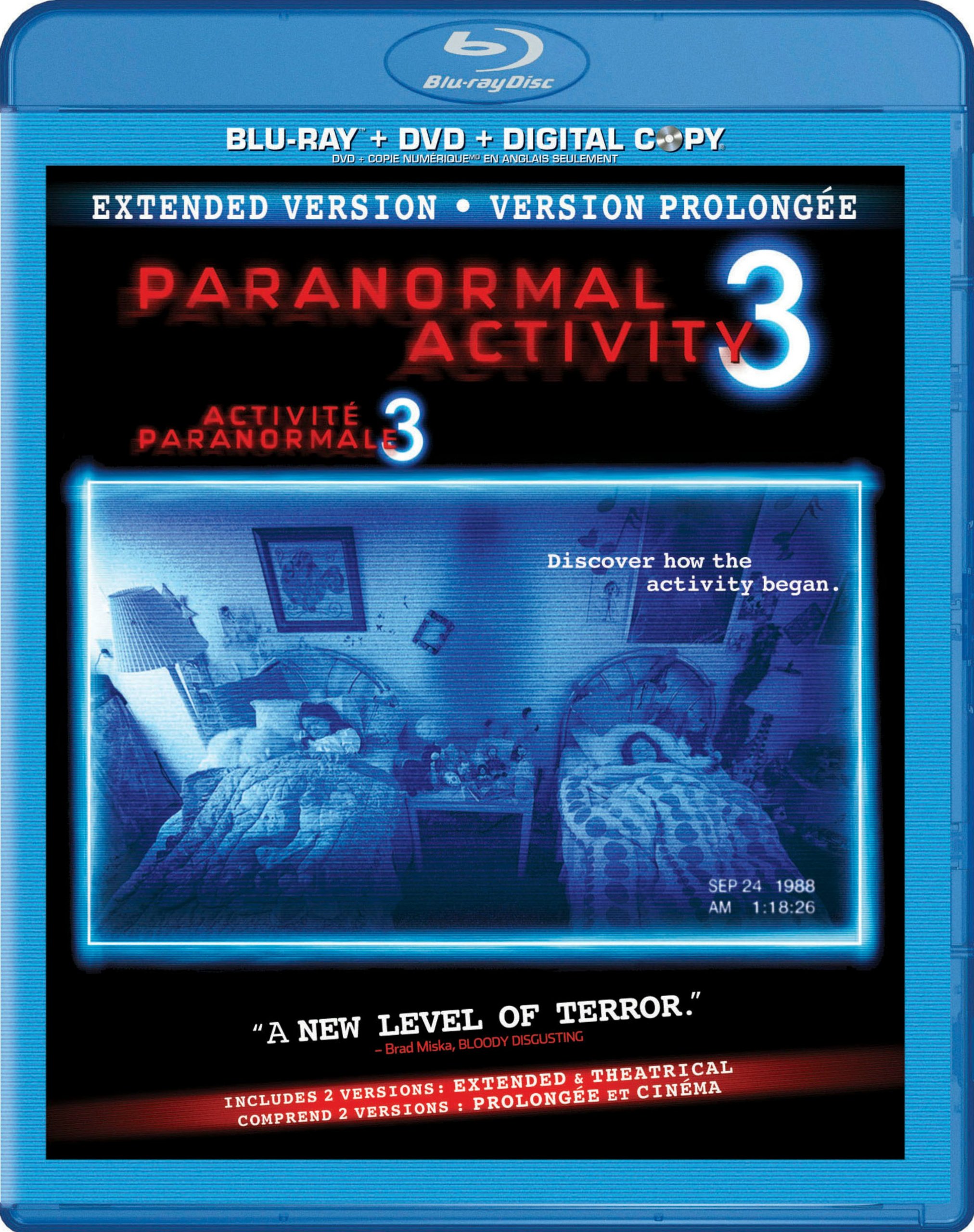 Paranormal Activity 3: Extended Version / Activité paranormale 3: Version prolongée [Blu-ray + DVD + Digital Copy] [Blu-ray]