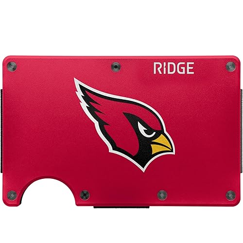 The Ridge NFL Edition, Mens Minimalist Aluminum Metal Wallet - Rfid Blocking, Elastic, Slim Front Pocket Credit Card Holder with Both Cash Strap and an additional Money Clip