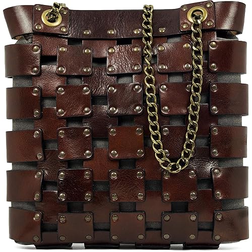 Time Resistance Leather Tote Bag for Women Shoulder Bag Handmade Brown Purse