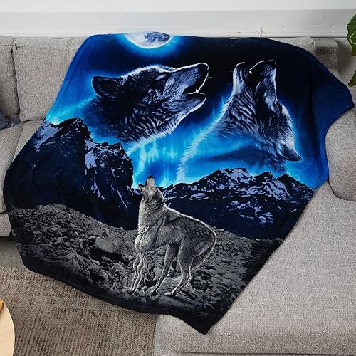 Miniatura 3 de Dawhud Direct Celestial Wolf - Manta de vellón para cama, 75 x 90 pulgadas, manta celestial tamaño queen para mujeres, hombres y niños, manta de