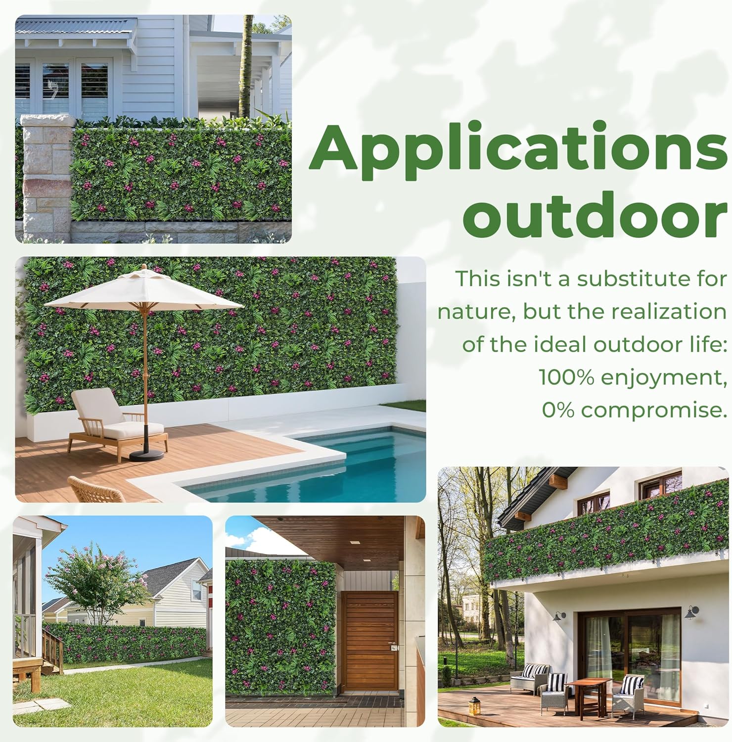 Artificial Hedge Panels Greenery Wall: 6Pcs 20''x20'' UV-Anti Grass Wall Backdrop Privacy Fence Screen, Faux Plant Panels for Outdoor Indoor Patio, Birthday, Wedding Green Decor