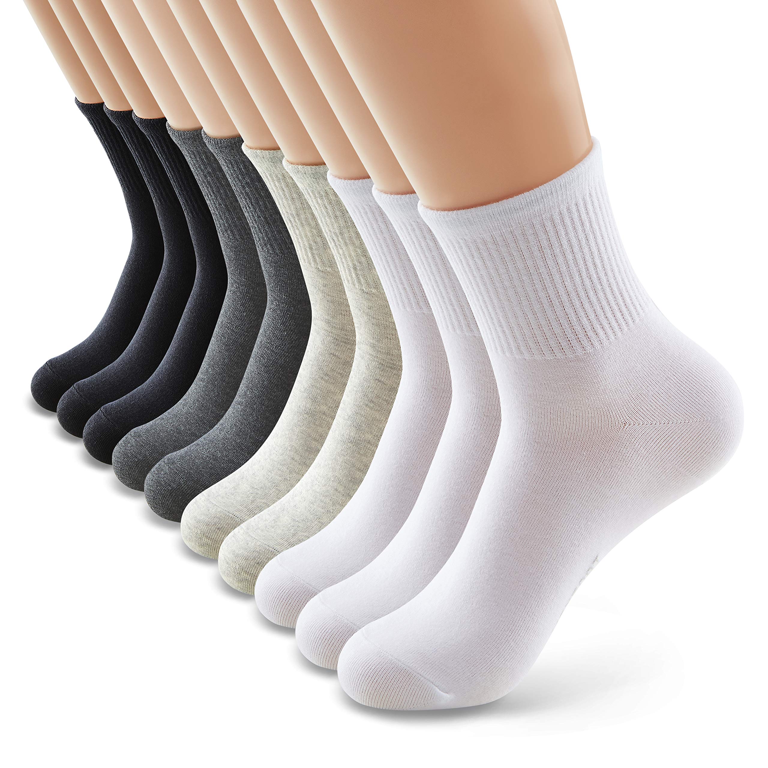 MONFOOTWomen's 1/10 Pack Comfortable Casual Cotton Quarter Crew Socks