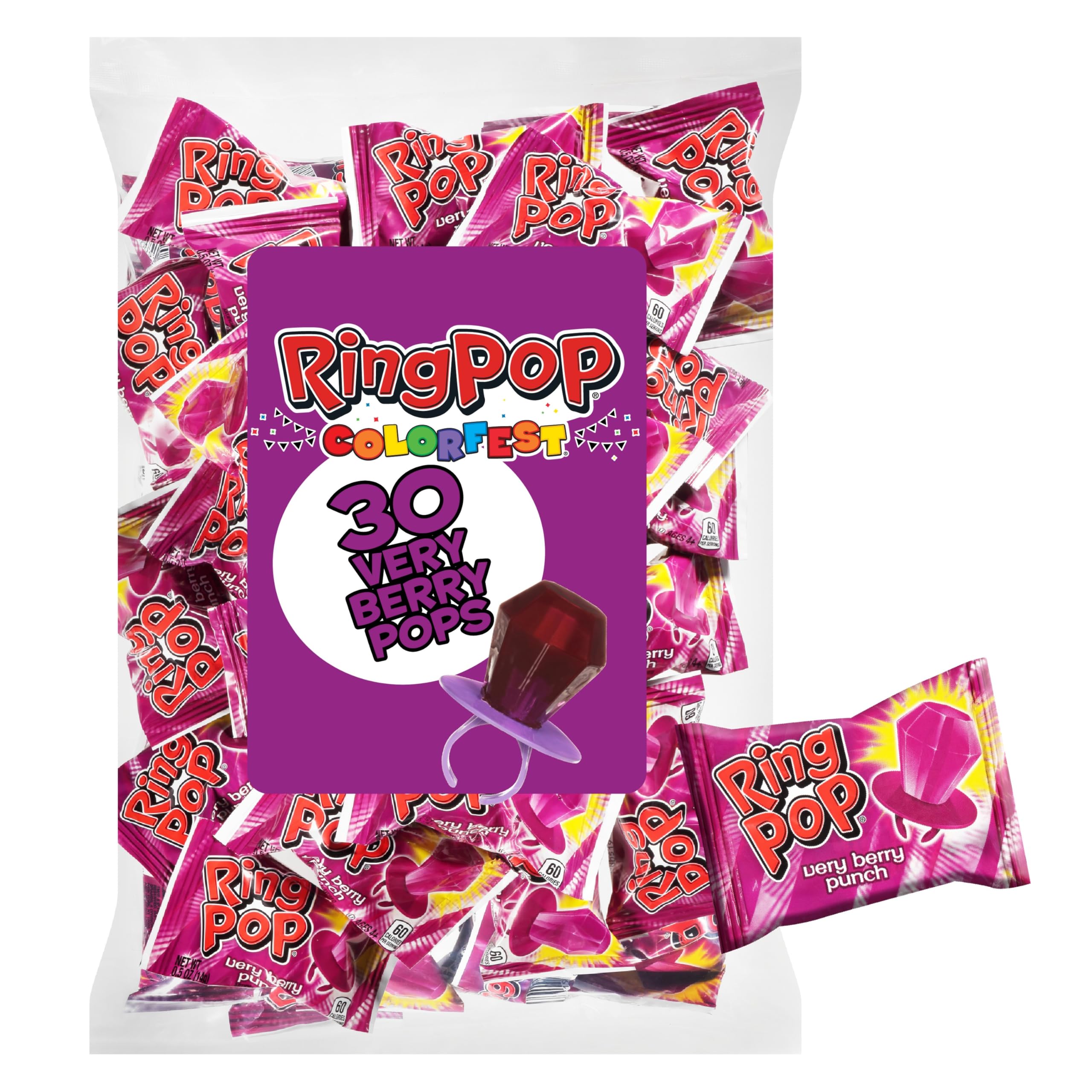 Purple Halloween Candy Lollipops, 30Ct Bulk Individually Wrapped in Very Berry Punch Flavor, Full Size, Fun Candy For Birthday, Party Favors, Trick or Treat, Halloween Bowls, Gifts For Kids
