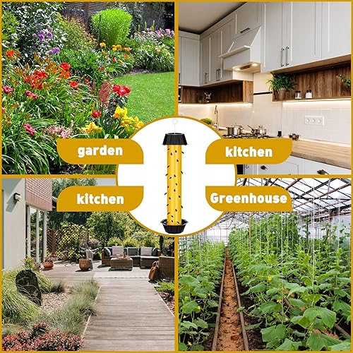 Miniatura 7 de Qualirey Trampas para moscas para colgar en interiores y exteriores, trampa para moscas de fruta, mosquitos pegajosos para insectos domésticos, 10 x