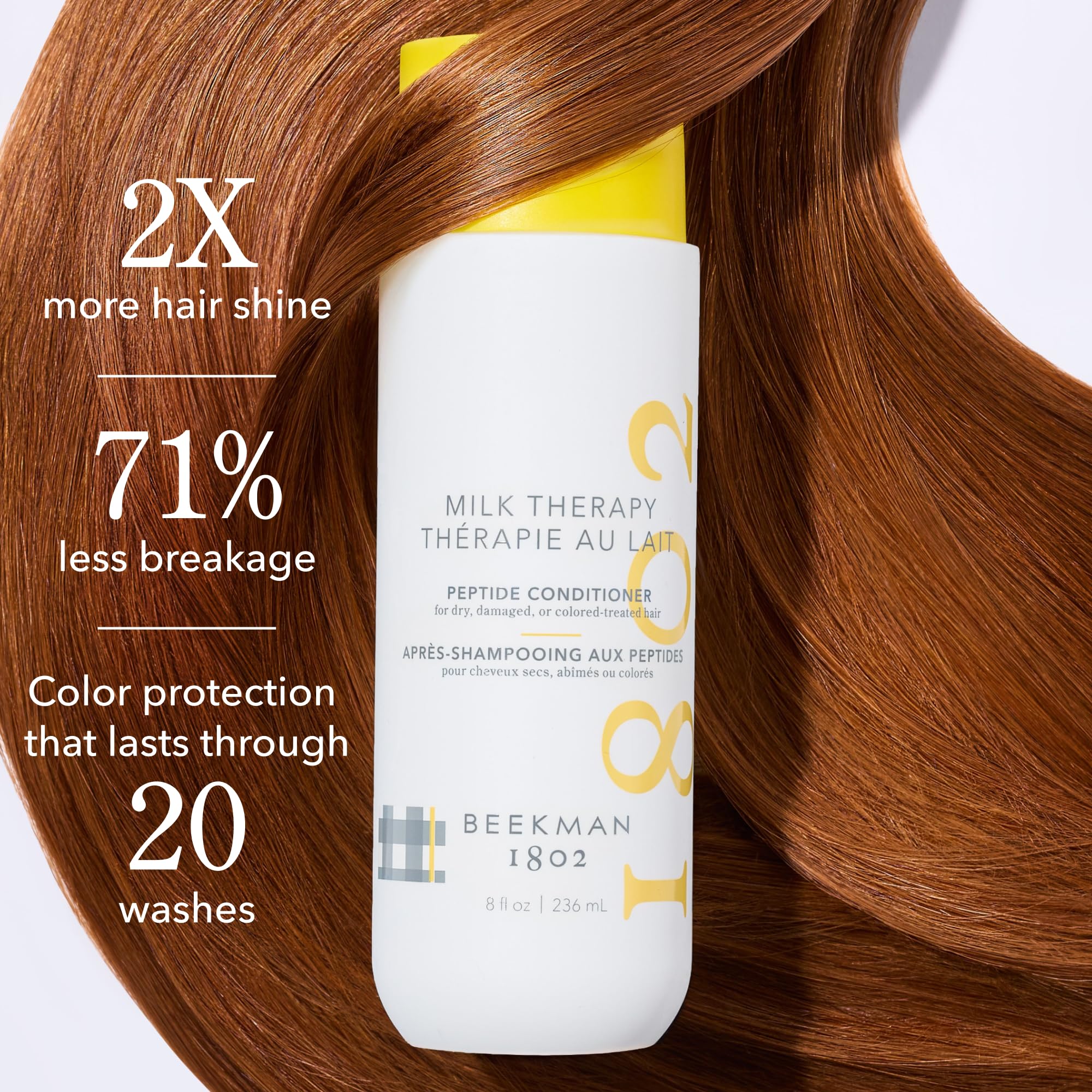 Beekman 1802 Milk Therapy Peptide Conditioner for Dry, Damaged Hair, 8 Fl Oz