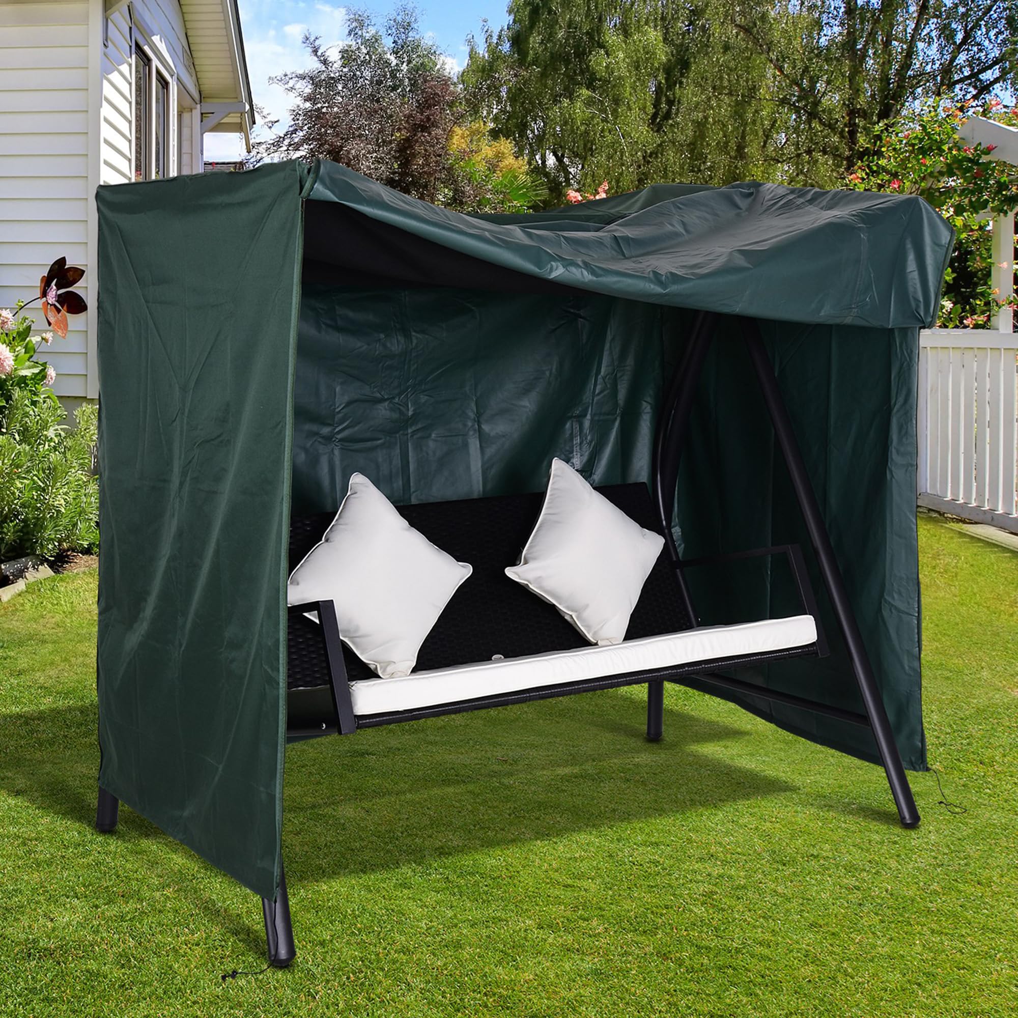 Outsunny Housse de Protection pour Balancelle de Jardin Vert Foncé | Outsunny, Housse de Balancelle de Jardin, Toile Oxford, Ouverture Zippée, 177x114x152cm
