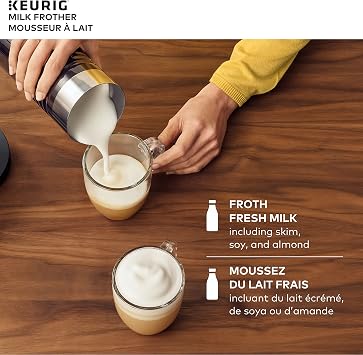 Keurig Milk Frother For Lattes And Cappuccinos, Features Hot And Cold Function, Black