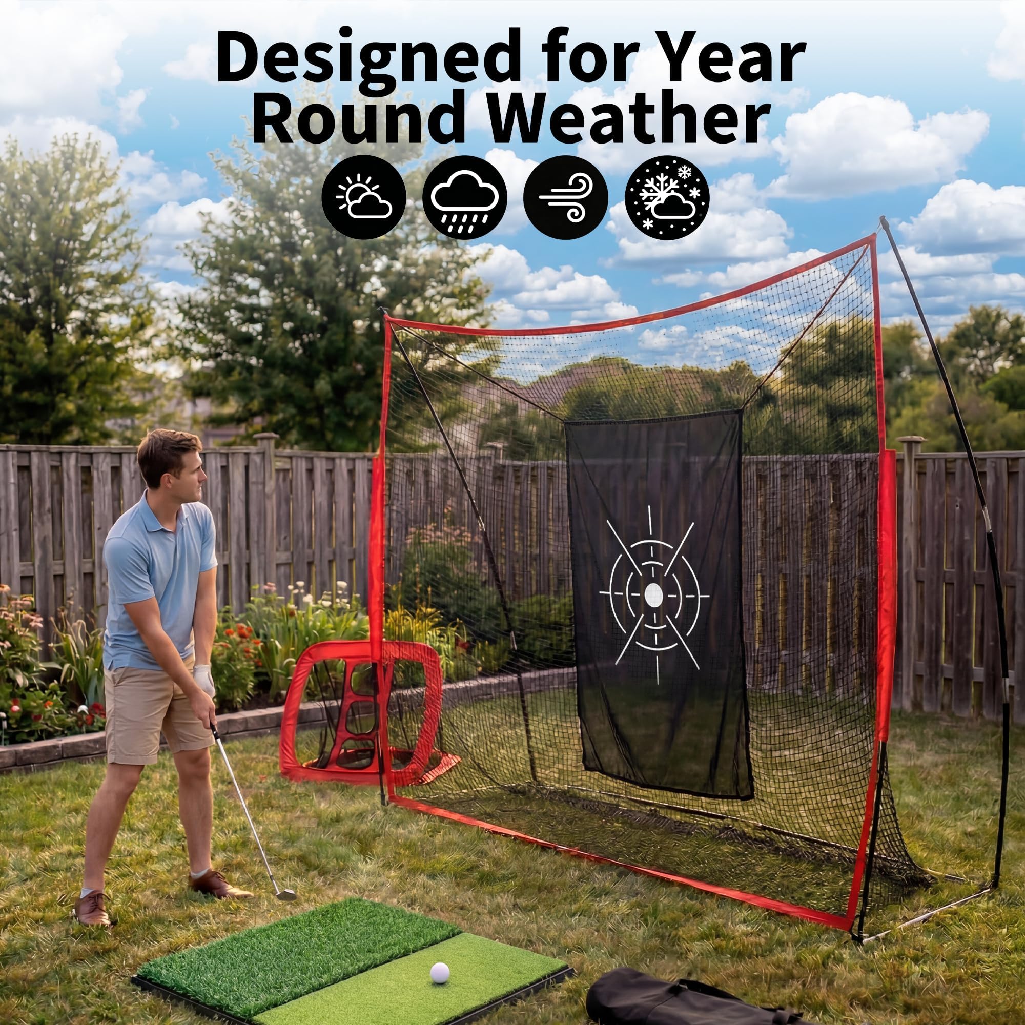 Aptliton Golf Übungsnetz Set, 304 * 213 * 91cm, Tragbares Golf Hitting Netz Mit Matte & Ziel, Für Garten, Garage & Hinterhof