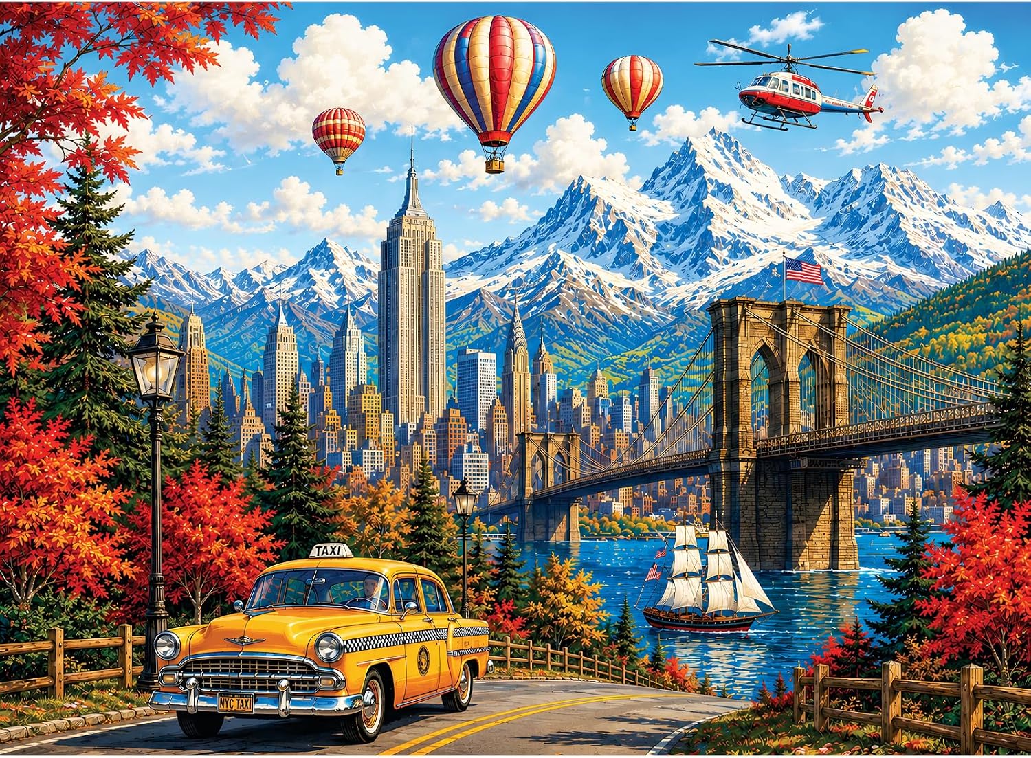 500 Piece Puzzles for Adults, Retro Autumn City Jigsaw Puzzle 500 Pieces