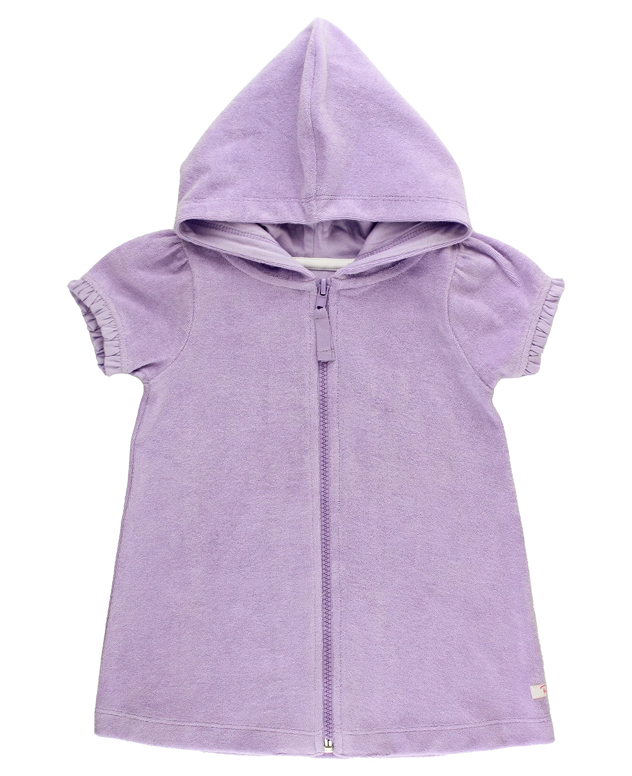RuffleButts Girls Terry Knit Full-Zip Swim Cover-Up Dress