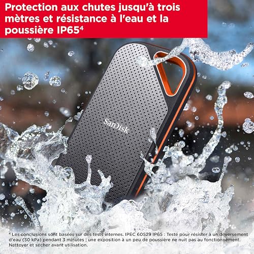 SANDISK Extreme PRO Portable SSD 1TB (up to 2000 MB/s read speeds, Powerful NVMe Solid State Performance, IP65 rated for dust and water resistance, 256-bit AES hardware encryption) Black - 6