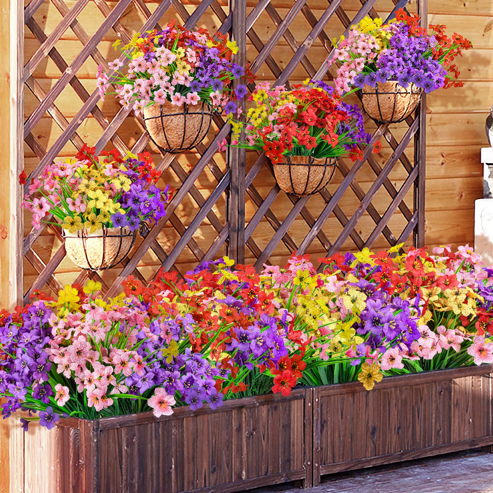 Amazon.de: iHeartYard 16 Bndel Kunstblumen fr Auen,UV-Bestndige Knstliche  Blumen Wetterfest Plastikblumen Kunstpflanzen fr Balkon Dekoration,  Garten, Balkonksten,Outdoor