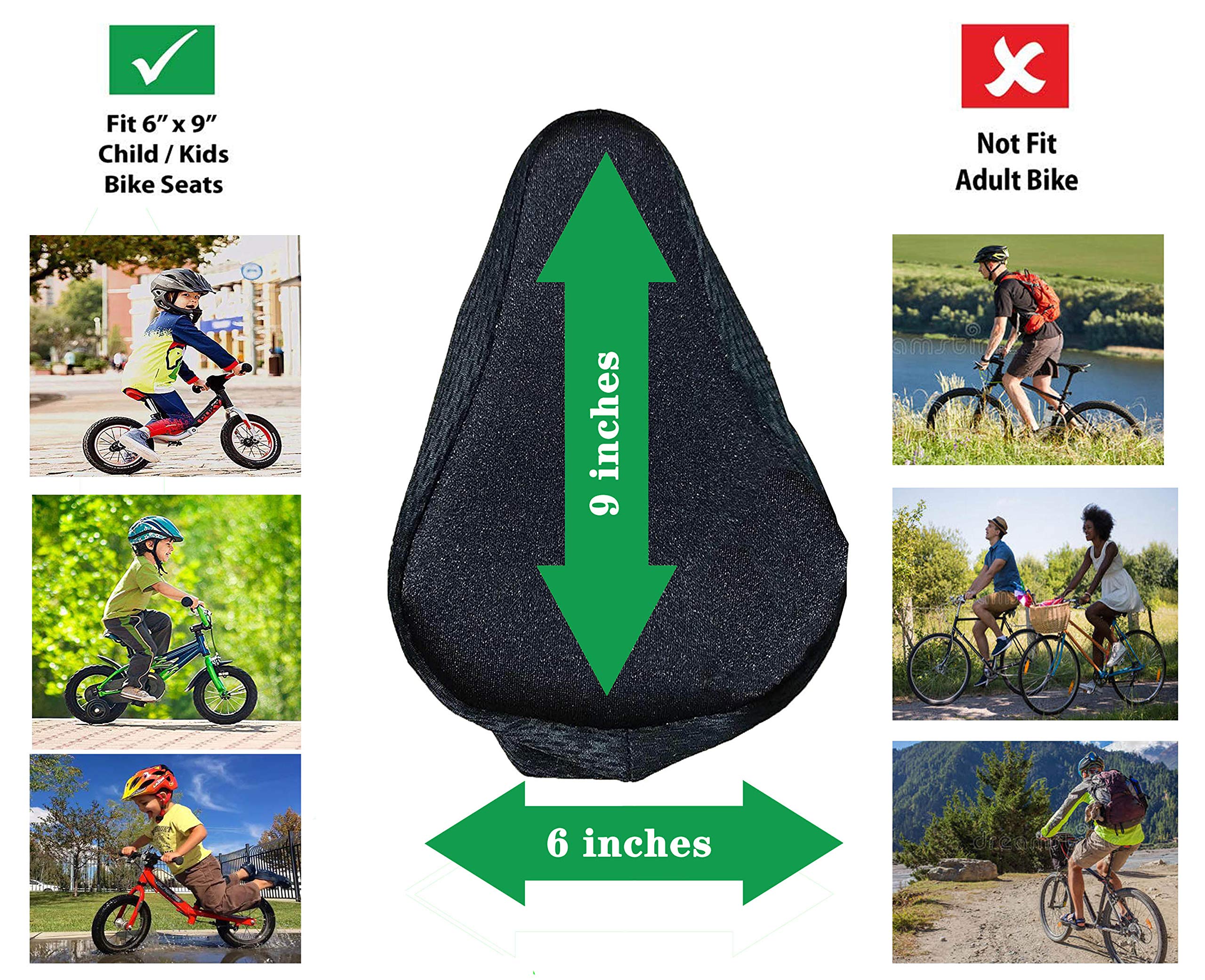 Funda de cojín de gel para asiento de bicicleta para niños, 8 x 5 pulgadas, funda de asiento de bicicleta infantil de primera calidad, cómoda, almohadilla de sillín de bicicleta pequeña (rojo) 2