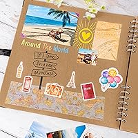 Vista 6 de Bstorify Álbum de recortes grande, 11 x 11 pulgadas, 40 hojas (80 páginas), papel kraft marrón grueso de 200 GSM, libro de memoria, cierre de cinta