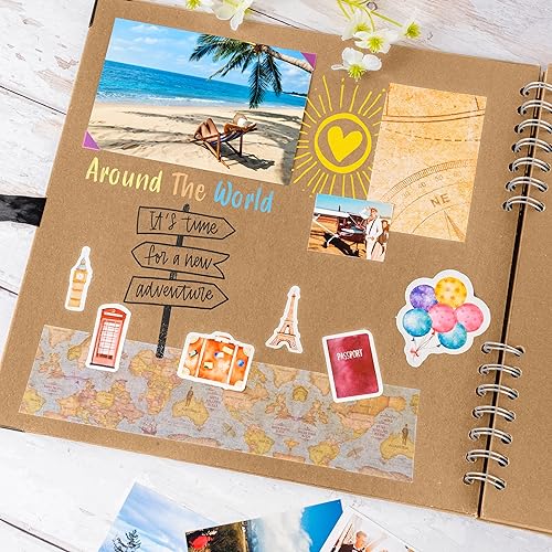 Miniatura 6 de Bstorify Álbum de recortes grande, 11 x 11 pulgadas, 40 hojas (80 páginas), papel kraft marrón grueso de 200 GSM, libro de memoria, cierre de cinta,