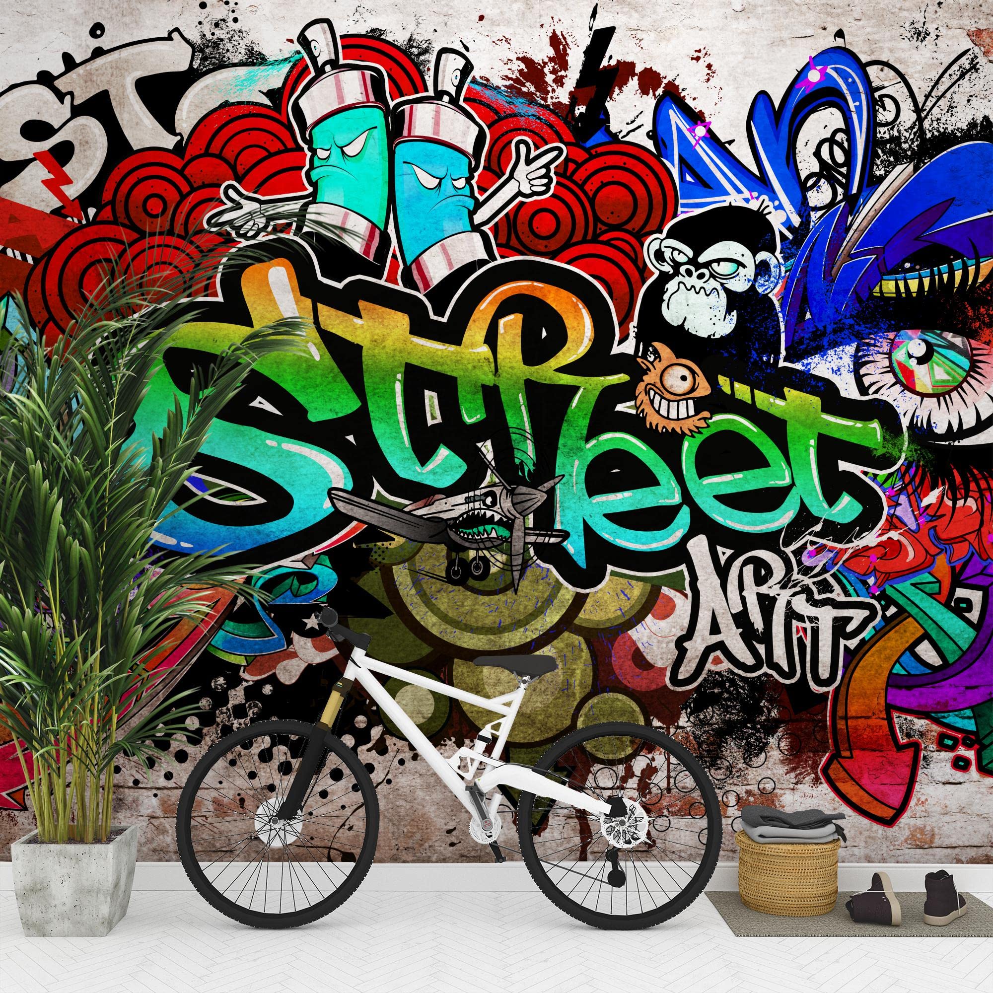 Runa Art - Fototapete Graffiti Streetart - Vlies Wand Tapete Wohnzimmer Schlafzimmer Moderne Wanddeko Bunt 528 x 280 cm 9218015a