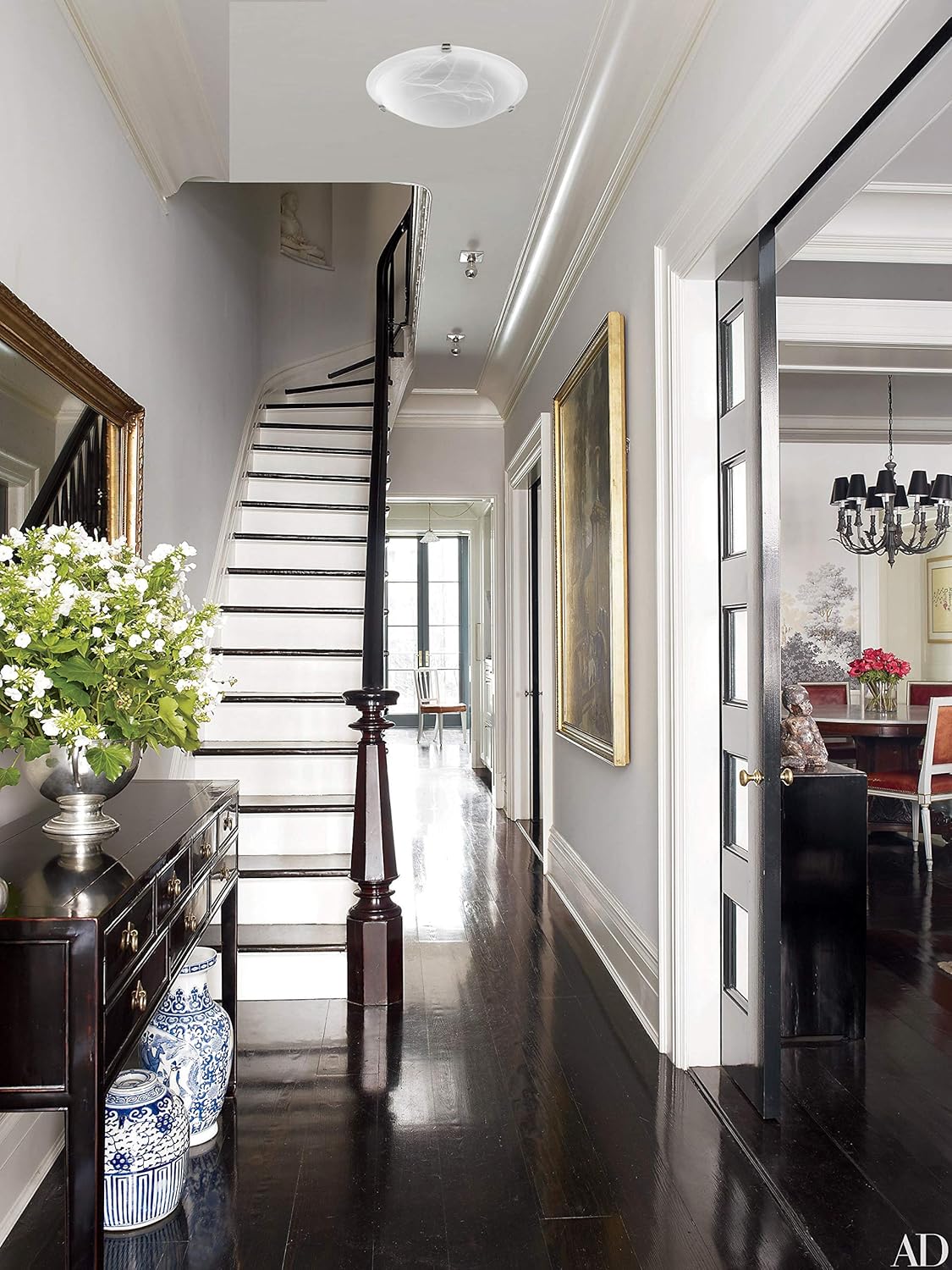 Quorum 3000-16-62 Contemporary Modern Three Light Ceiling Mount in Polished Nickel Finish,