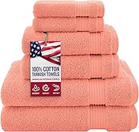 Vista 44 de American Veteran Towel, Paquete de 4 toallas de baño turcas 100% algodón para baño, 27 x 54 pulgadas, extra grandes, de secado suave, color azul